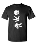 Rock Paper Scissors Cartoon Hands — Black T-Shirt — front