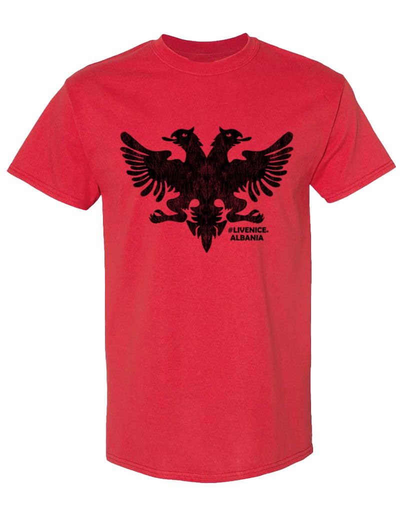 Albanian Double-Headed Eagle — Red T-Shirt — front