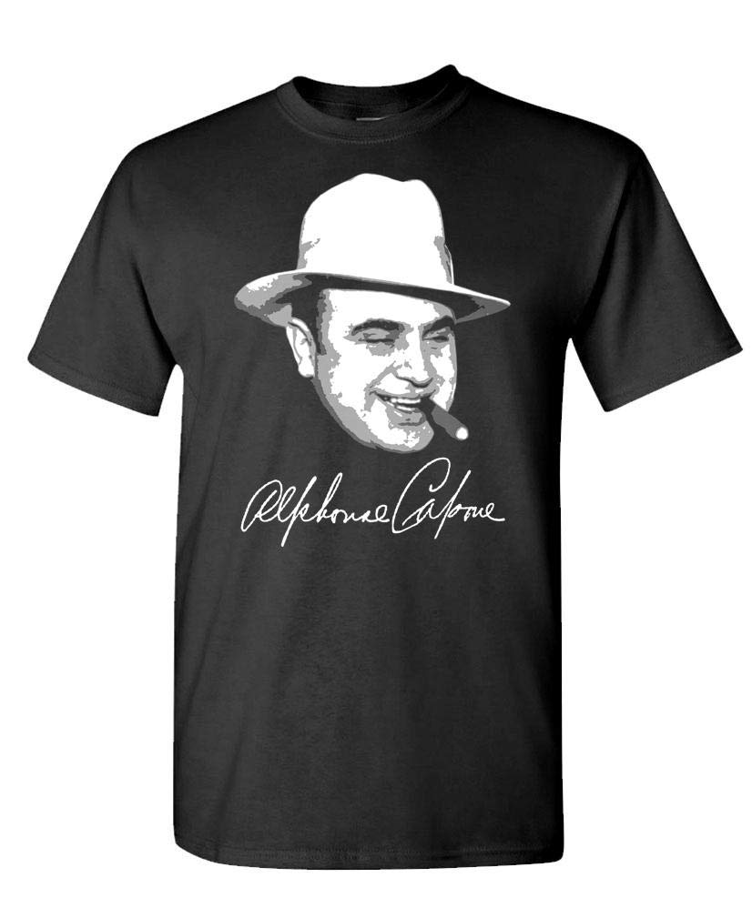 Alphonse Capone Portrait and Signature — Black T-Shirt — front