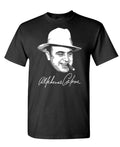 Alphonse Capone Portrait and Signature — Black T-Shirt — front