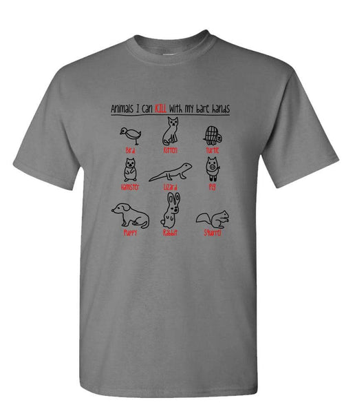 Animals I Can Kill With My Bare Hands — Charcoal T-Shirt — front