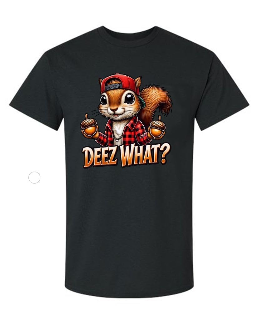 Deez What Squirrel — Black T-Shirt — front