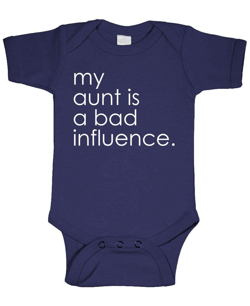 My Aunt Is a Bad Influence — Navy Infant Bodysuit — front