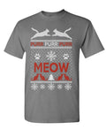 Cats Meow and Purr Ugly Christmas Sweater Design — Charcoal T-Shirt — front