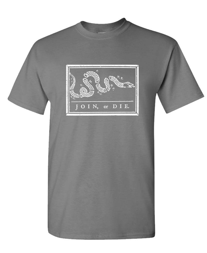Join or Die Segmented Snake — Charcoal T-Shirt — front