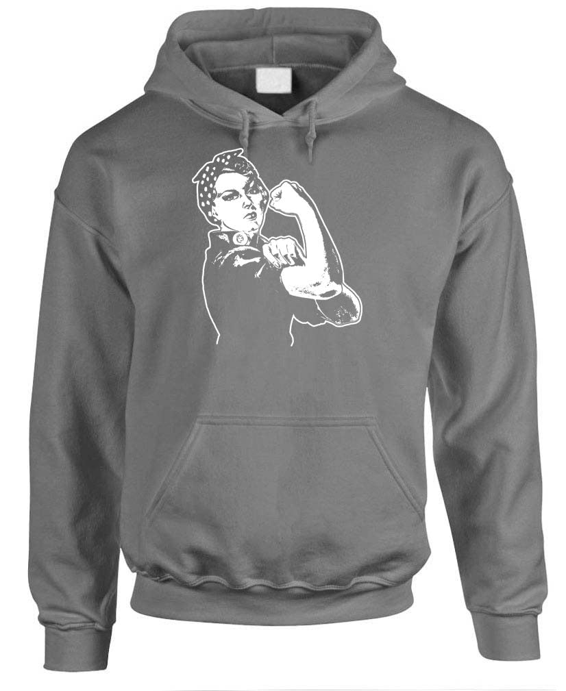 Rosie Riveter Illustration — Charcoal Hoodie — front