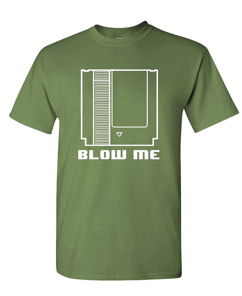 Blow Me Game Cartridge — Military Green T-Shirt — front