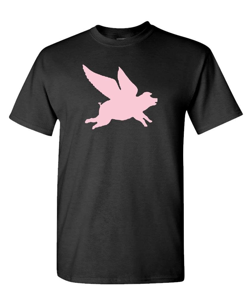 Flying Pink Pig — Black T-Shirt — front