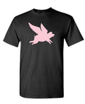 Flying Pink Pig — Black T-Shirt — front