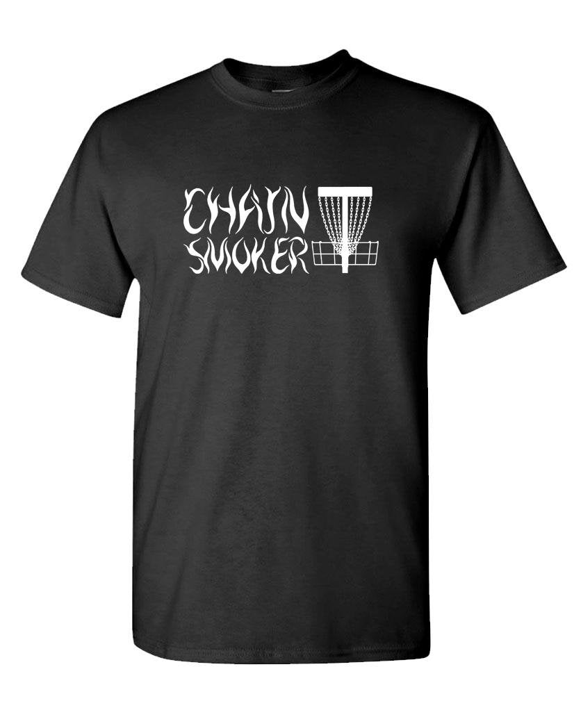 Chain Smoker Disc Golf — Black T-Shirt — front