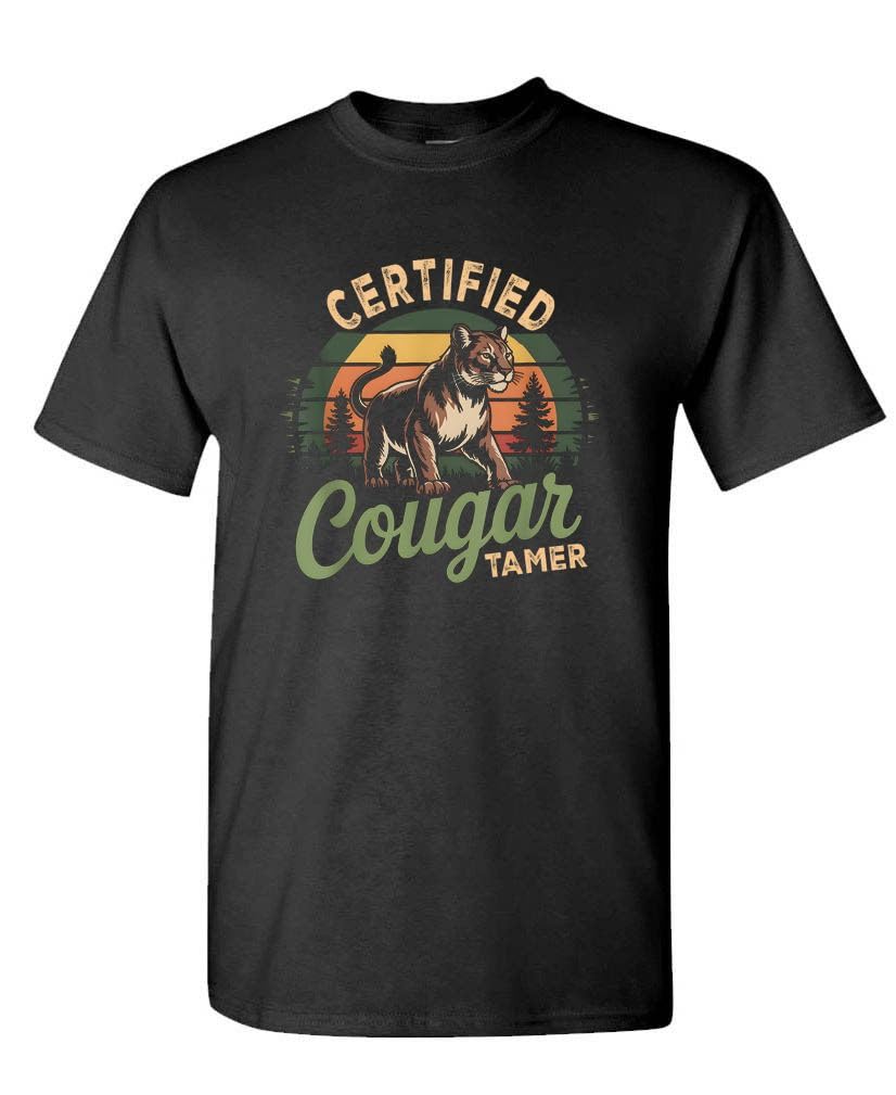 Certified Cougar Tamer — Black T-Shirt — front