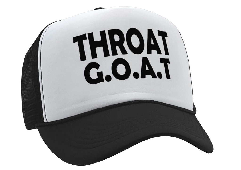 Throat GOAT — Black Trucker Hat — front