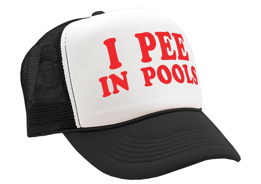 I Pee in Pools — Black Trucker Hat — front