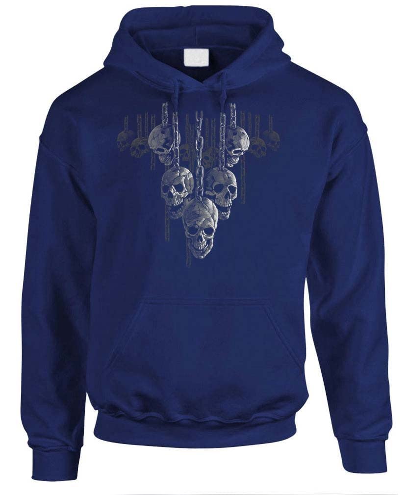 Chained Skull — Navy Hoodie — front