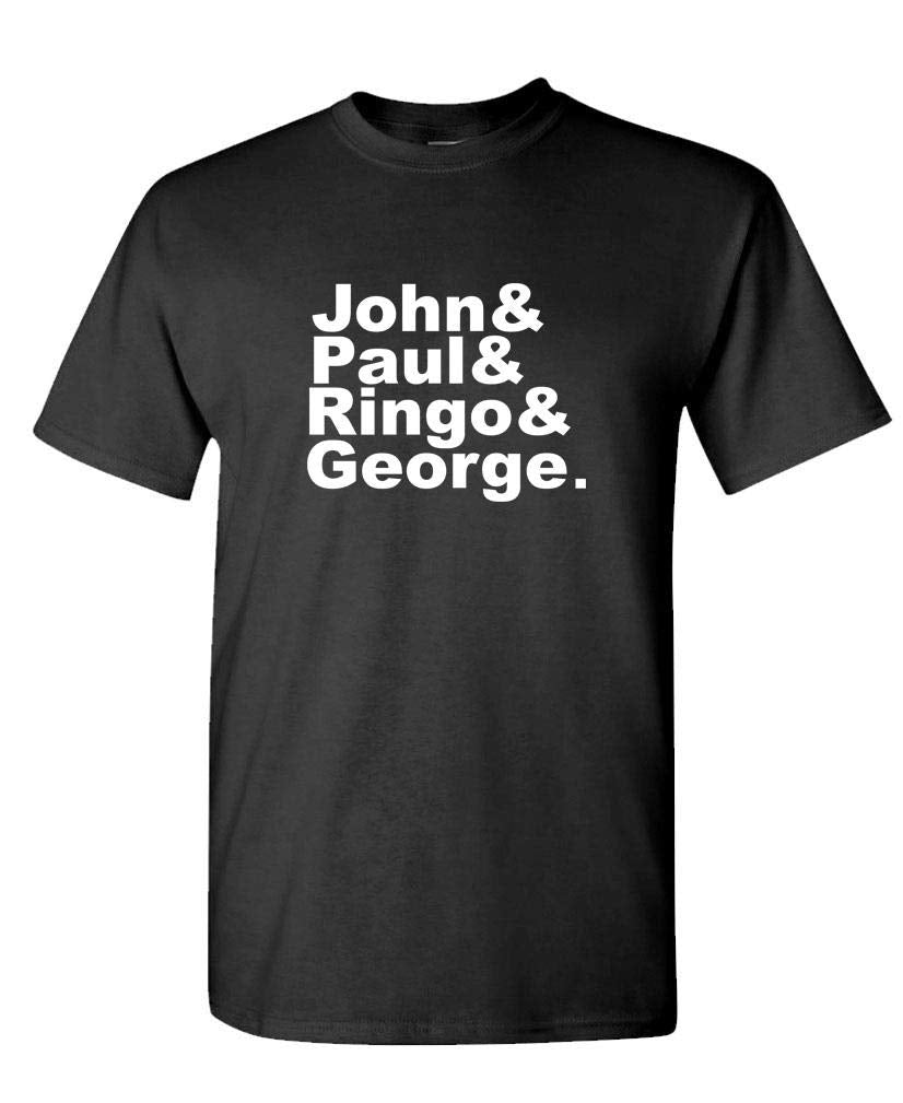 John Paul Ringo George Names — Black T-Shirt — front
