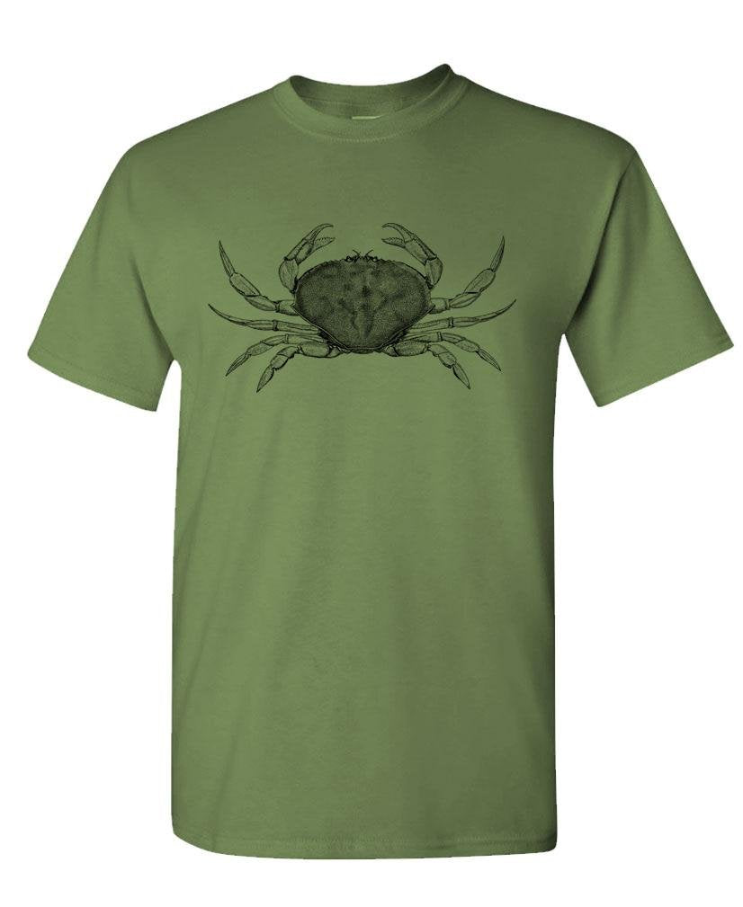 Crab Illustration — Military Green T-Shirt — front