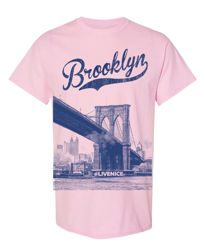 Brooklyn Bridge Skyline — Light Pink T-Shirt — front