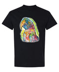 Colorful Macaw — Black T-Shirt — front