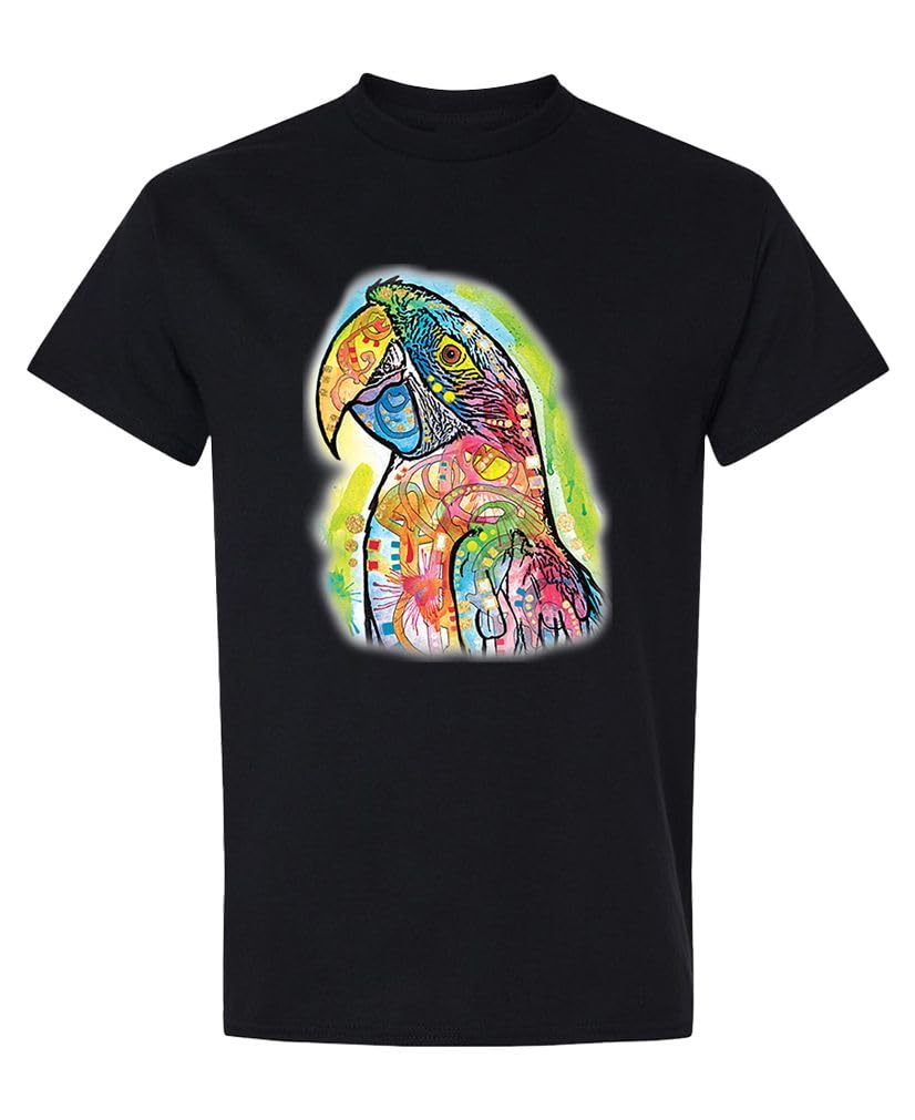 Colorful Macaw — Black T-Shirt — front