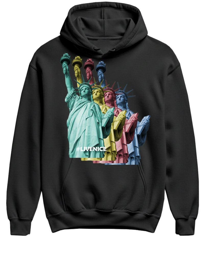 Colorful Statue of Liberty — Black Hoodie — front