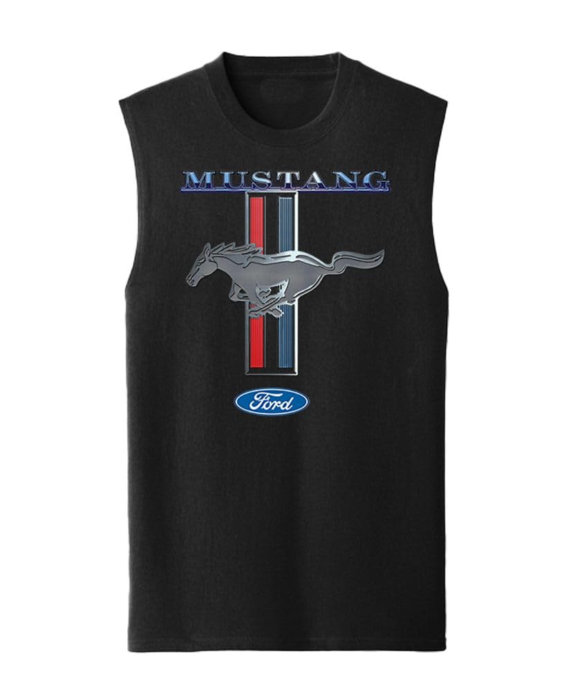 Ford Mustang Pony Stripe — Black Sleeveless Shirt — front