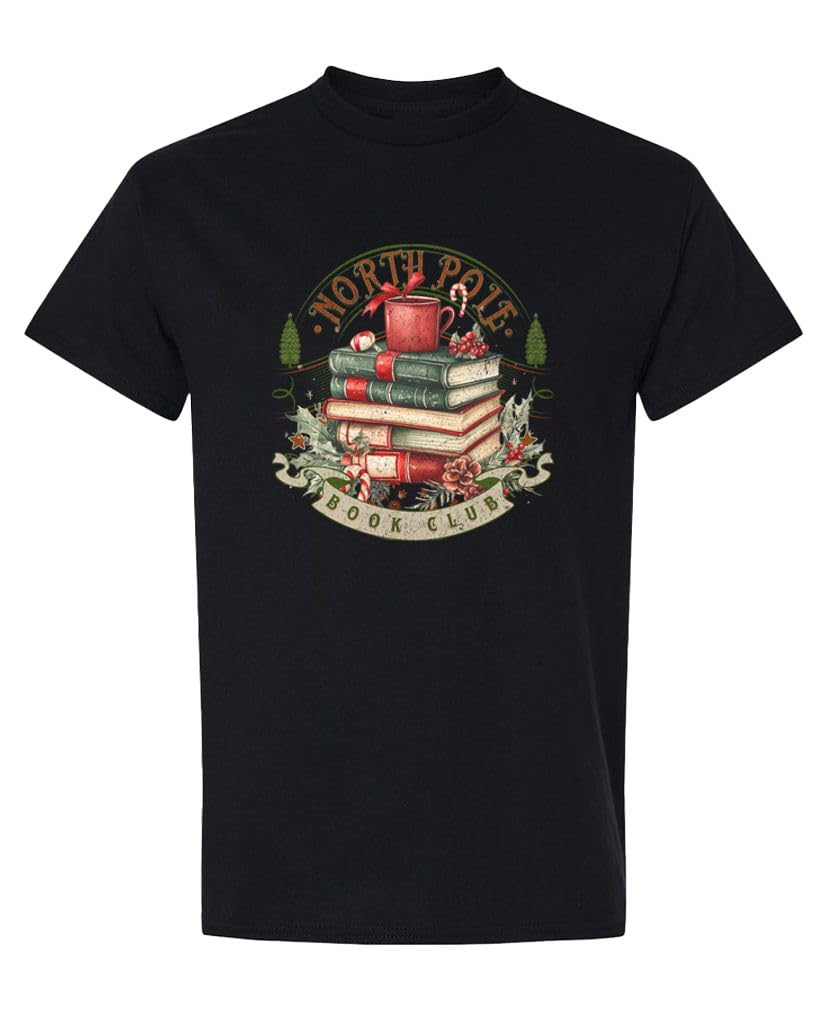 North Pole Book Club — Black T-Shirt — front