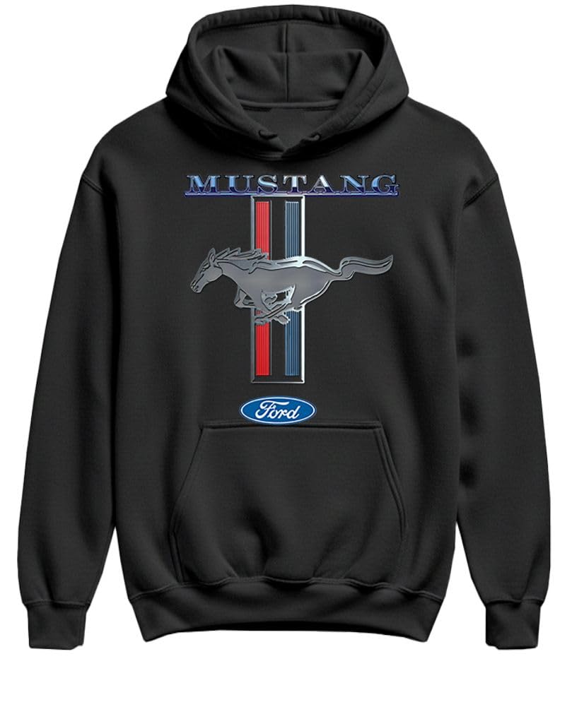 Ford Mustang Pony Stripe — Black Hoodie — front