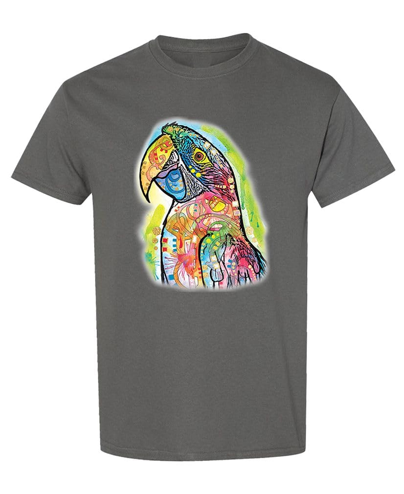 Colorful Macaw — Charcoal T-Shirt — front