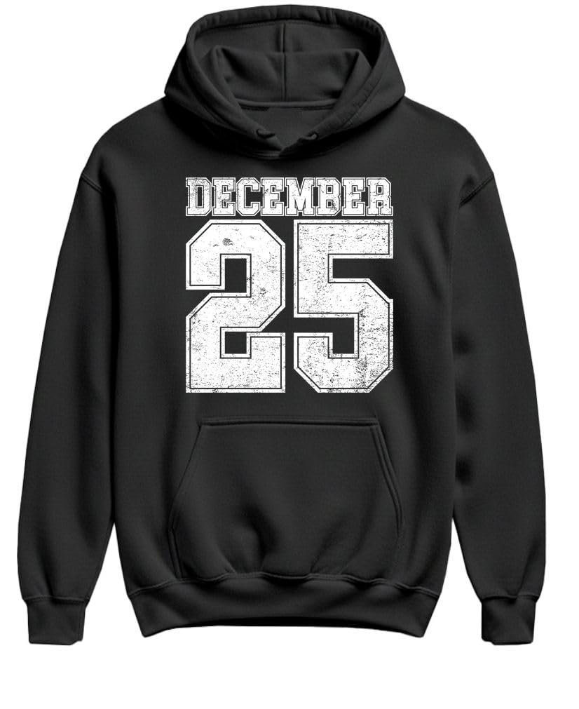 December 25 White Jersey — Black Hoodie — front
