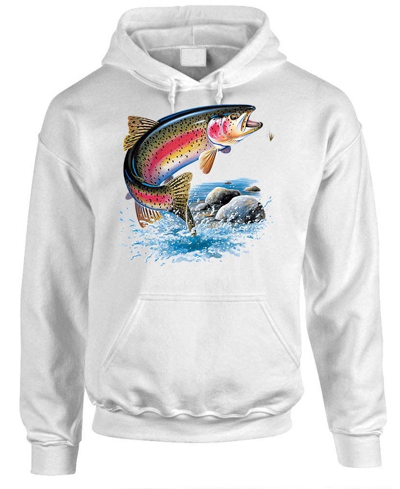 Rainbow Trout — White Hoodie — front