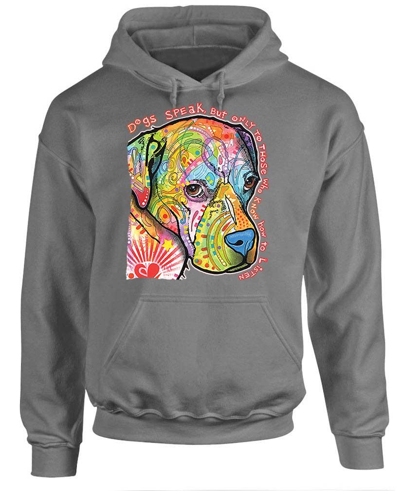Dogs Speak to Those Who Listen — Charcoal Hoodie — front