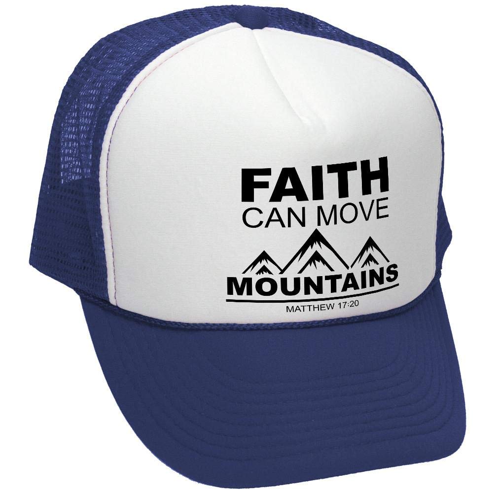 Faith Can Move Mountains — Navy Trucker Hat — front