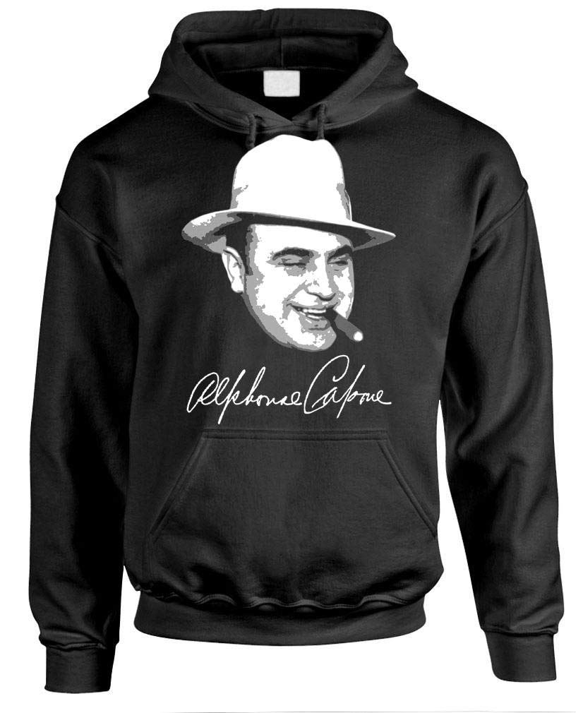 Alphonse Capone Portrait and Signature — Black Hoodie — front