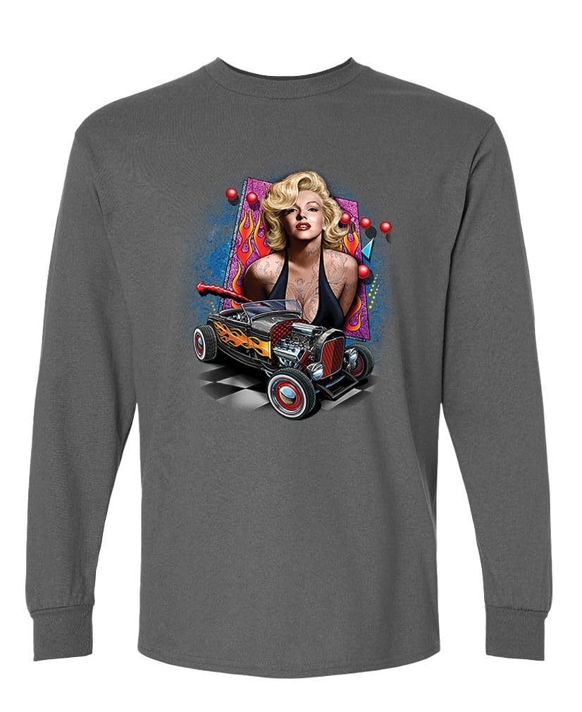 Marilyn Hot Rod — Charcoal Long Sleeve T-Shirt — front
