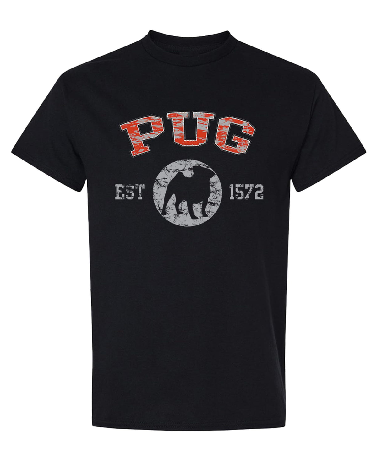 Pug Established 1572 — Black T-Shirt — front