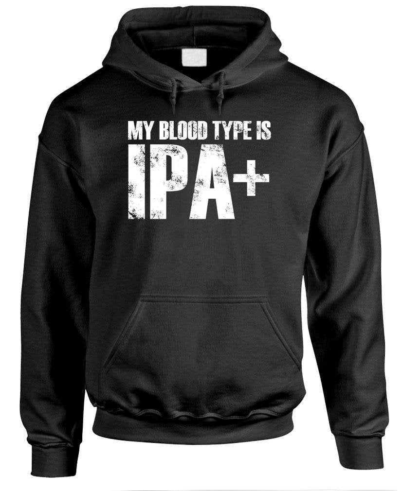 My Blood Type Is IPA — Black Hoodie — front