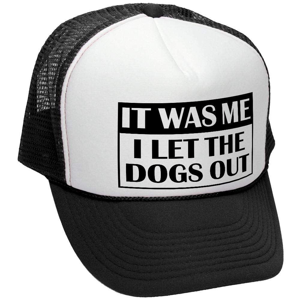 I Let the Dogs Out — Black Trucker Hat — front