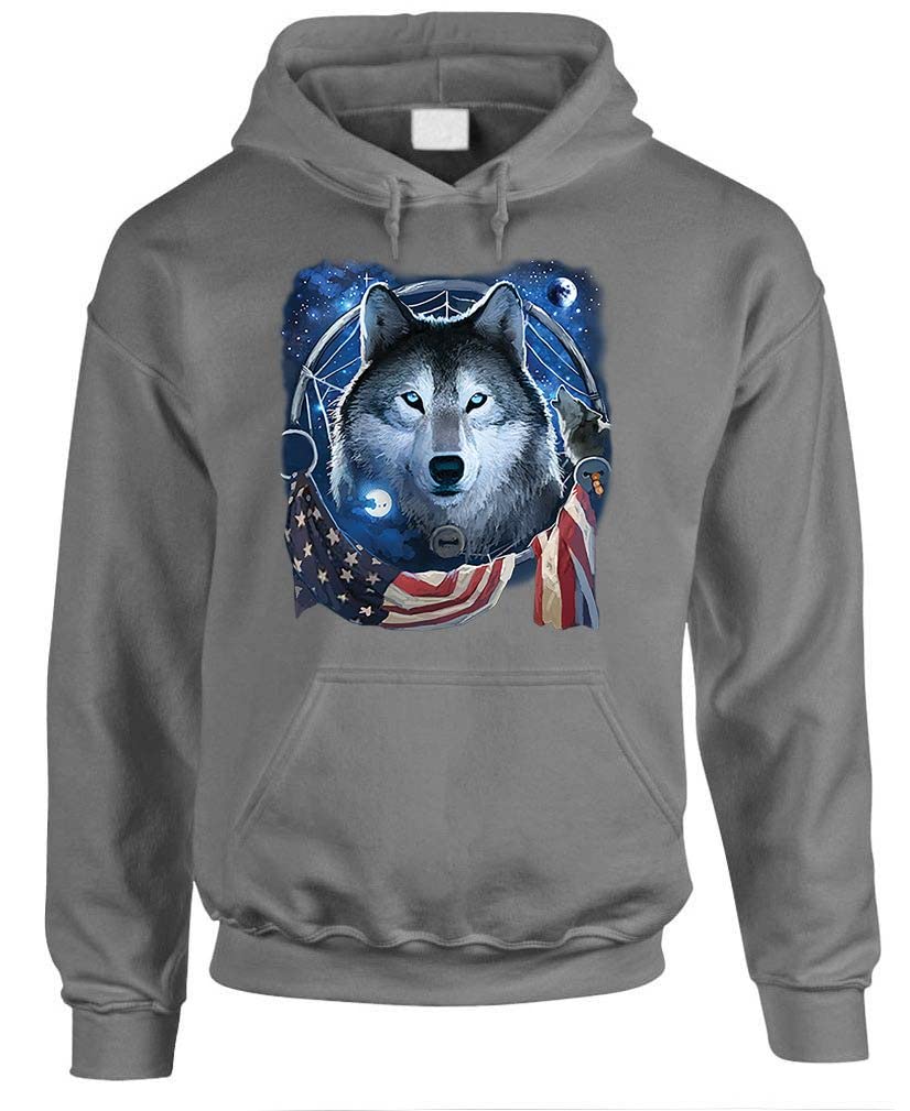 Wolf Dream Flag — Charcoal Hoodie — front