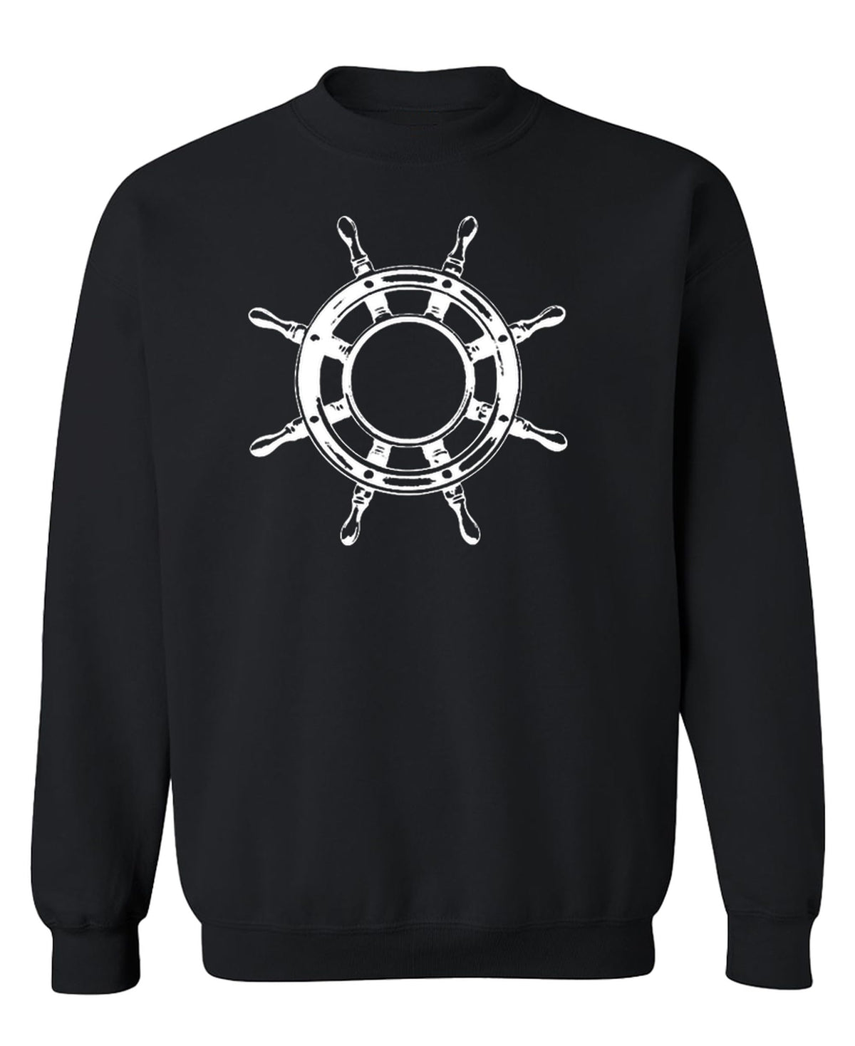 Nautical Captain Wheel — Black Sweatshirt — front