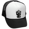 Old School Gas Mask — Black Trucker Hat — front