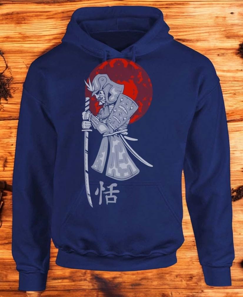 Samurai Sword Illustration — Navy Hoodie — front