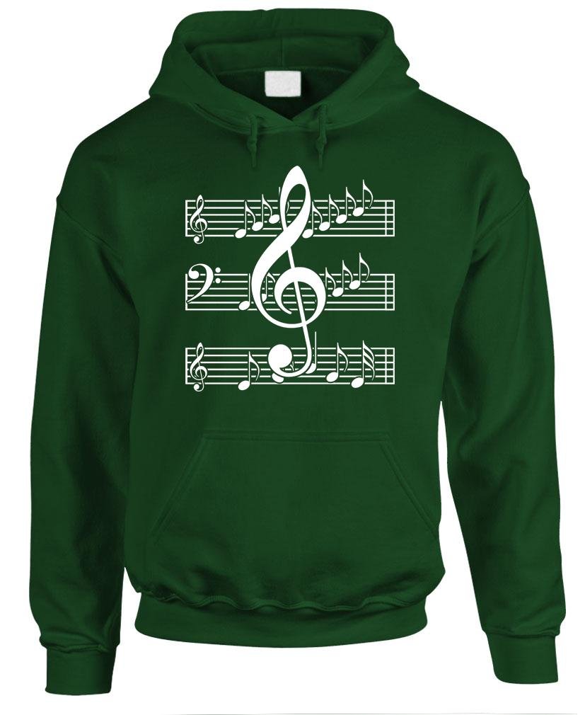 Music Notes Treble Clef — Forest Green Hoodie — front
