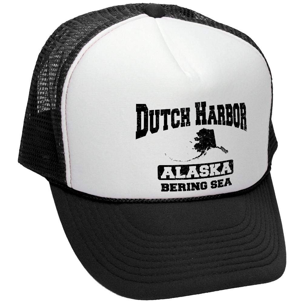 Dutch Harbor Alaska — Black Trucker Hat — front