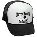 Dutch Harbor Alaska — Black Trucker Hat — front