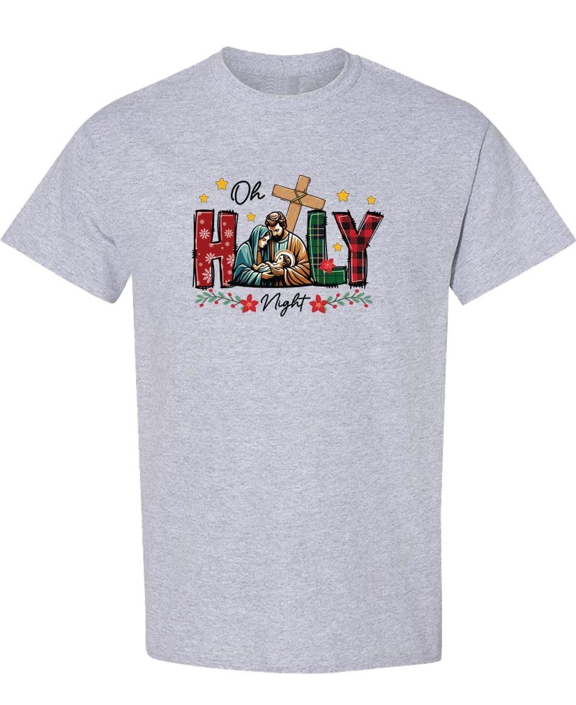 Oh Holy Night Nativity — Sport Gray T-Shirt — front