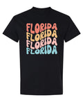 Florida Colorful Lettering — Black T-Shirt — front