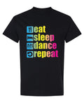 Eat Sleep Dance Repeat — Black T-Shirt — front