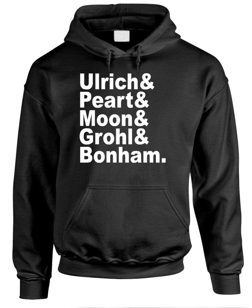 Ulrich Peart Moon Grohl Bonham Names — Black Hoodie — front