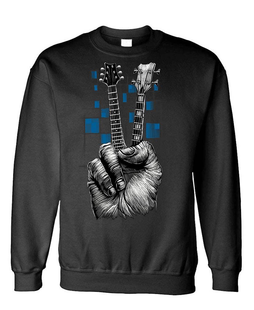 Guitar Peace Fingers — Black Sweatshirt — front