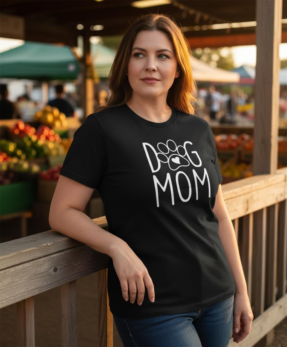 Dog Mom — Black T-Shirt — lifestyle 2